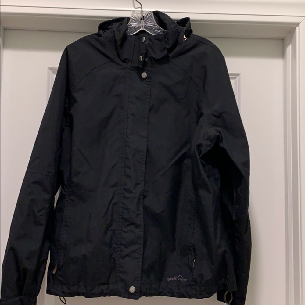 Ladies Eddie Bauer black  rain jacket. Size XL